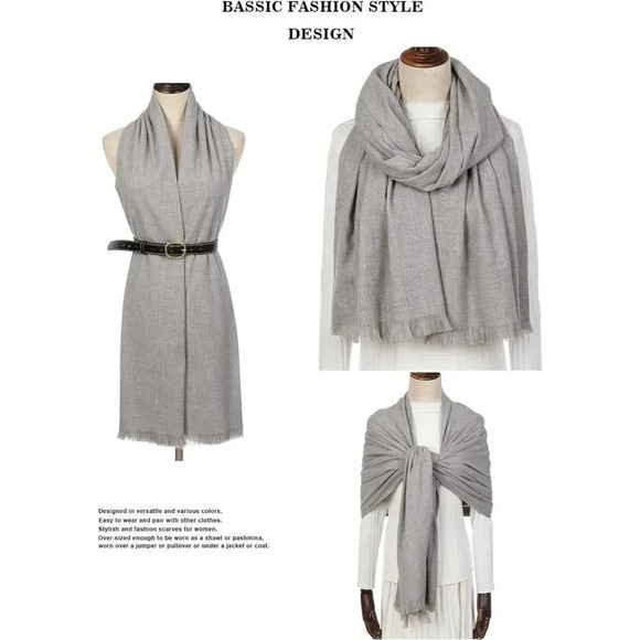 Swat Pany Scarf For Women Winter Pashmina Shawls For Women Wedding Shawls-Gray17 - Picture 5 of 7